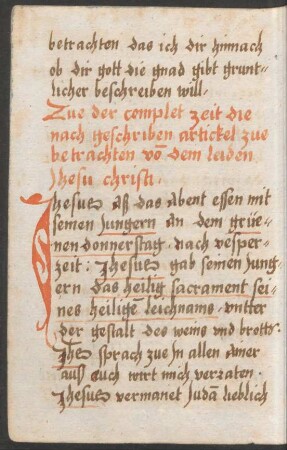 Betrachtung zu den Tagzeiten vom Leiden Jesu Chrsiti