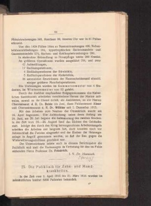 25. Die Poliklinik für Zahn und Mund-krankheiten