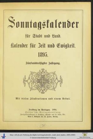 35. Jahrgang: Sonntagskalender für Stadt und Land