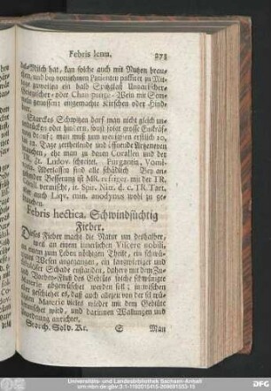 Febris hectica. Schwindsüchtig Fieber.