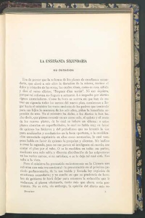 La enseñanza secundaria : Su duración