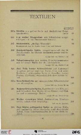 Textilien (Nr. 385a-404)