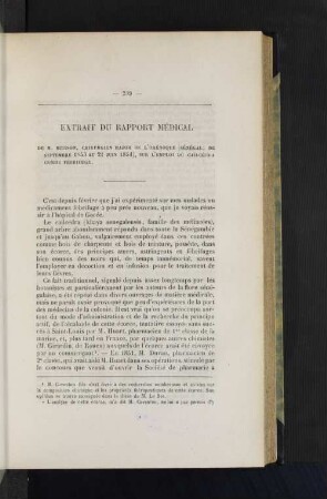 Extrait du rapport medical