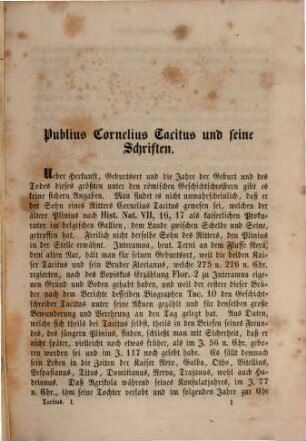 Des P. Cornelius Tacitus Werke, 1. Die drei kleinen Schriften enthaltend