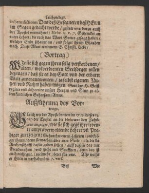 Außführung des Vortrags.