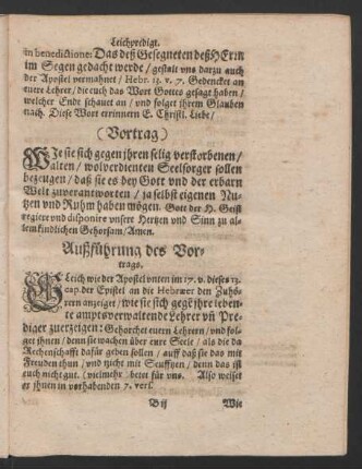 Außführung des Vortrags.