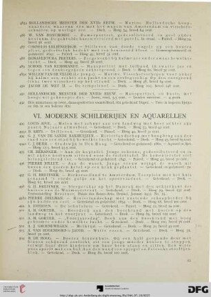 VI. Moderne schilderijen en aquarellen (Nr. 493-523)