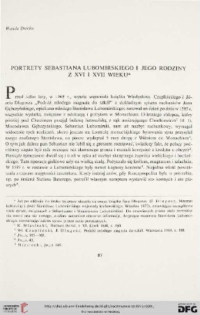 17: Portrety Sebastiana Lubomirskiego i jego rodziny z XVI i XVII wieku