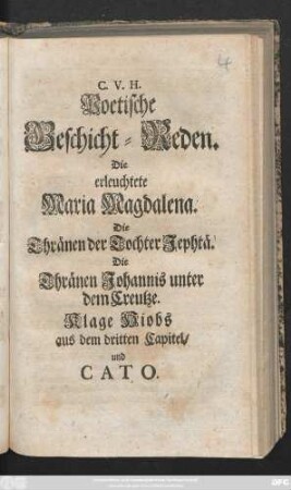 Poetische Geschicht-Reden