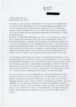 Engerer Bauwettbewerb Internationales Begegnungszentrum der Wissenschaft (IBZ) (nicht realisiert) – Erläuterungsbericht. Berlin-Wilmersdorf, Wiesbadener Straße 18