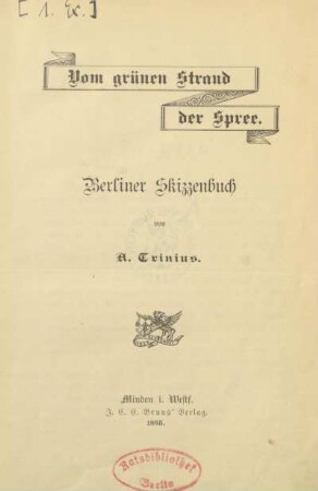 Vom grünen Strand der Spree : Berliner Skizzenbuch