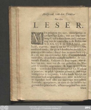 Aan den Leser.