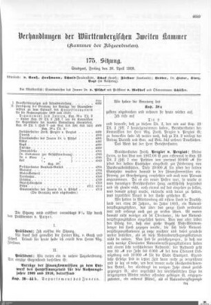 175. Sitzung, Stuttgart, 30.4.1909
