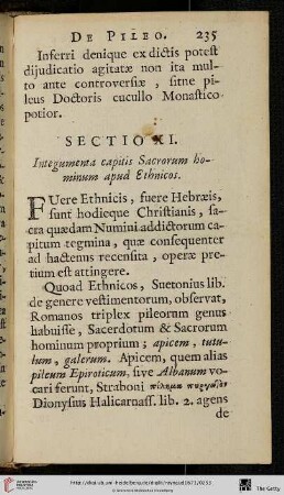 Sectio XI.: Integumenta capitis Sacrorum hominum apud Ethnicos