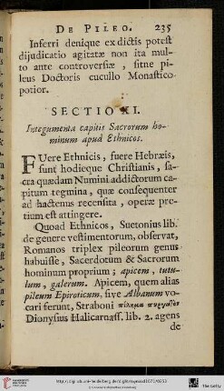 Sectio XI.: Integumenta capitis Sacrorum hominum apud Ethnicos