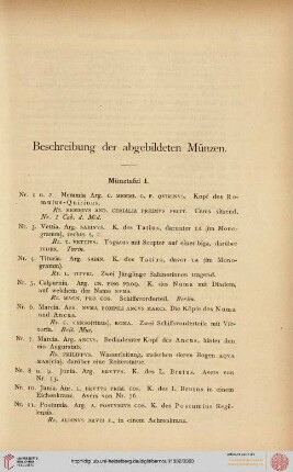 Beschreibung der abgebildeten Münzen