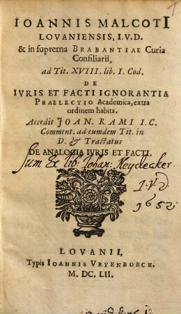 Ad tit. XVIII lib. I. cod. de iuris et facti ignorantia