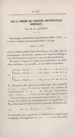 Sur la théorie des équations différentielles ordinaires.