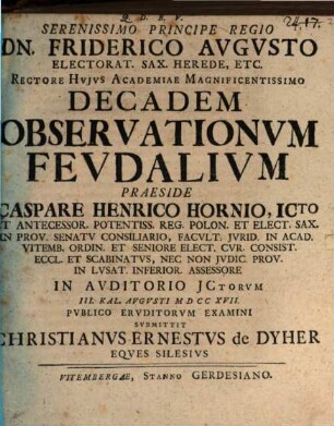 Decas observationum feudalium