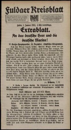 Erste Ausgabe vom Freitag, den 01. Januar 1915.
