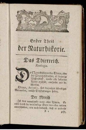 Der Mensch - Die unvernünftigen Thiere.