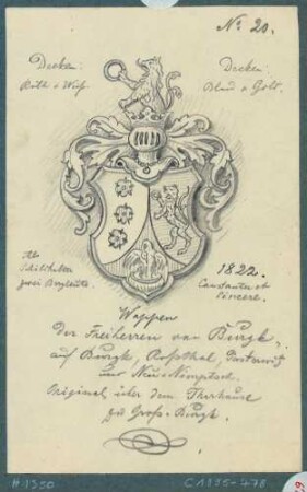 Das Wappen der Freiherren von Burgk vom Original über dem Torhaus Groß-Burgk (Freital)