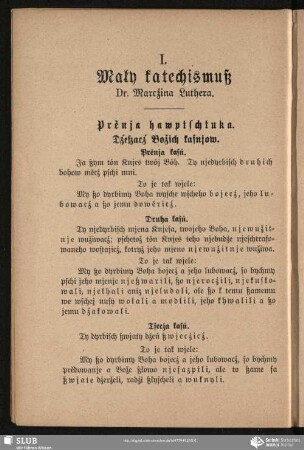 I. Mały katechismuß Dr. Marcźina Luthera