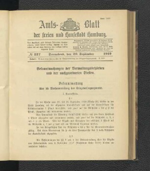 No.227, Sonnabend, den 20. September 1919