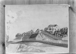 Aquarellierte Federzeichnung mit der Ansicht von Appussen