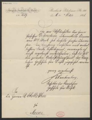 Brief an B. Schott's Söhne : 11.05.1891