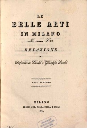 Le belle arti in Milano 1832