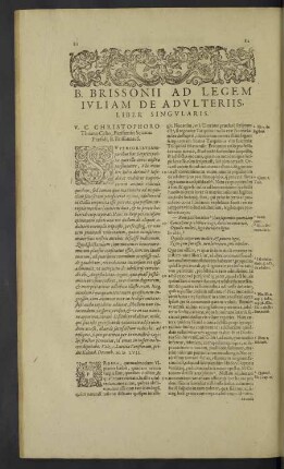 B. Brissonii ad legem iuliam de adulteriis.