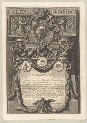 Frontipiz mit Widmung an Papst Clemens XIII., aus der Folge "Lapides Capitolini"
