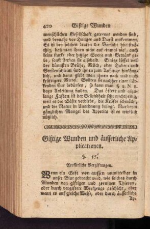 Giftige Wunden und äusserliche Aplicationen