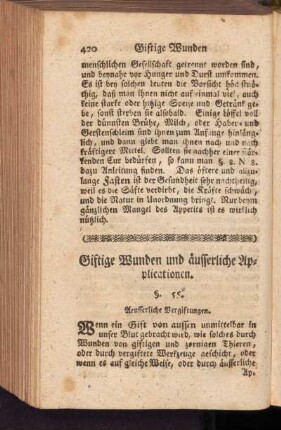 Giftige Wunden und äusserliche Aplicationen