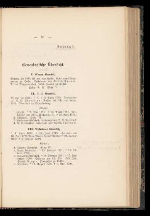 Anhang I. Genealogische Übersicht.