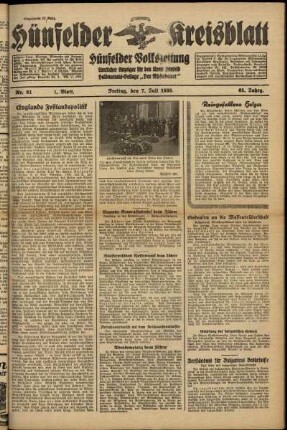 Erste Ausgabe vom Freitag, den 07. Juli 1939.