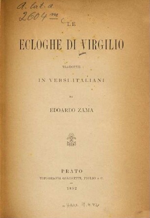 Le Ecloghe di Virgilio