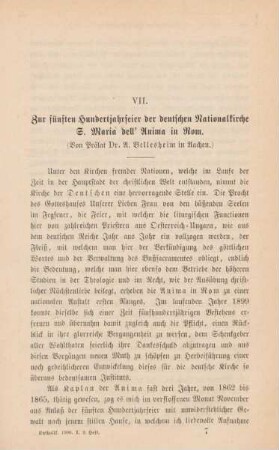 97-114 Zur fünften Hundertjahrfeier der deutschen Nationalkirche S. Maria dell' Anima in Rom