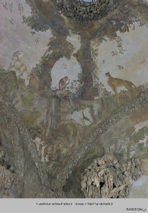 Innendekoration : Bukolische Landschaft mit exotischen Tieren