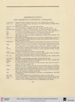 Abkürzungen der mehrfach zitierten Literatur