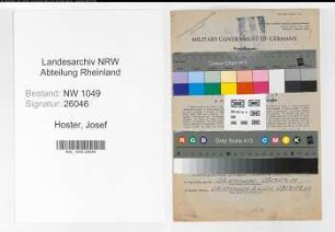 Entnazifizierung Josef Hoster , geb. 16.01.1899 (Bahnsekretaer)