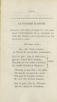 La Cocarde Blanche.