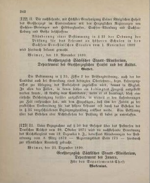 123. Ministerial-Bekanntmachung, die Abänderung der Postordnung vom 8. März 1879 betreffend