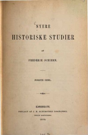 Nyere historiske Studier, 1