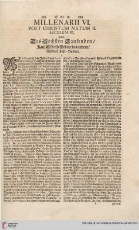 Millenarii VI. post Christum natum II. Seculum IV.