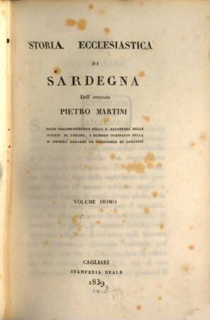 Storia ecclesiastica di Sardegna, 1