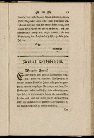 Zweytes Sendschreiben.