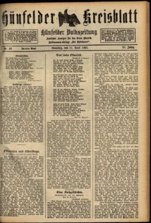 Zweite Ausgabe vom Samstag, den 11. April 1925.