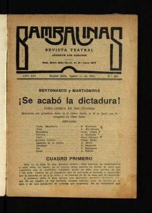 ¡Se acabó la dictadura! : pieza cómica en dos cuadros